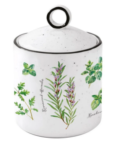 Pojemnik porcelanowy cukier sól kuchnia motyw ziół domowych prowansja