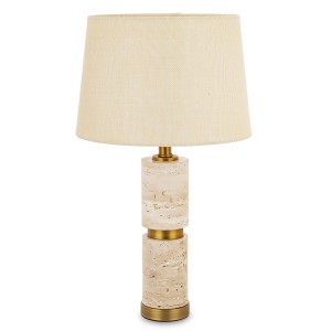 Lampa stołowa pinterest loft beżowa złota trawertyn naturalna boho Japandi