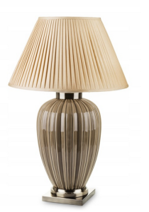 Lampa stołowa duża z beżowym abażurem ceramiczna dekoracyjna lampka nocna