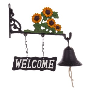 Dzwonek dzwon wiszący ścienny słoneczniki dzwoneczek żeliwny welcome 