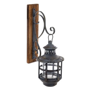 Metalowy drewniany lampion wiszący szklany latarnia retro dekoracja boho