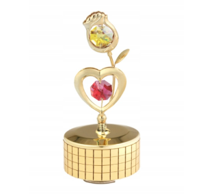 Figurka pozytywka złota róża serce CrystoKraft Swarovski Crystal dekoracja