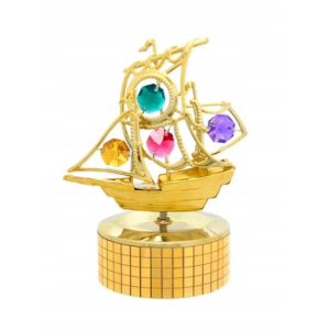  Figurka pozytywka złota okręt statek CrystoKraft Swarovski Crystal dekoracj