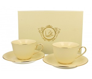 Filiżanki porcelanowe ecru beżowa 2+2 290 ml VESPER porcelana filiżanka