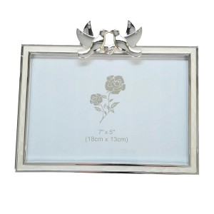 RAMKA NA ZDJĘCIA Z GOŁĘBIAMI SZKLANA DLA NOWOŻEŃCÓW ŚLUB 18x13cm