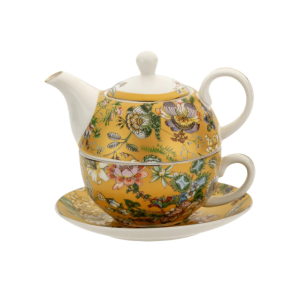 Tea for One Zestaw filiżanka spodek z dzbankiem kwiaty porcelana 450/250ml