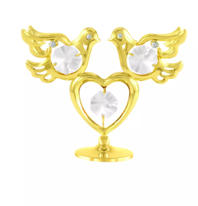 Figurka serce dla nowożeńców złota CrystoKraft Swarovski Crystal dekoracja