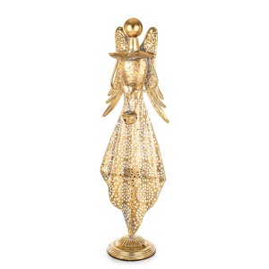 Anioł Figura Aniołek złoty elegancki metalowy Figurka Dekoracja Ozdoba