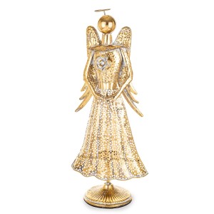 Anioł Figura Aniołek złoty elegancki metalowy Figurka Dekoracja Ozdoba