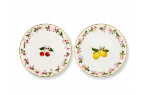 Talerz deserowy talerzyk 2szt zestaw porcelana owoce fruit summer 16cm