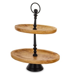 Patera dekoracyjna 2 piętrowa drewniana loft pinterest mango paterka taca