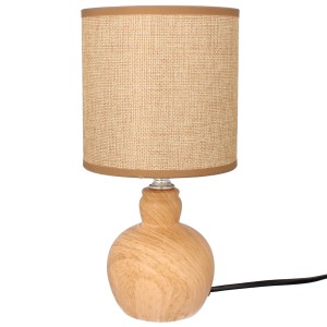 Lampa stołowa glamour ceramiczna z kloszem lampka nocna brązowa alla kamień