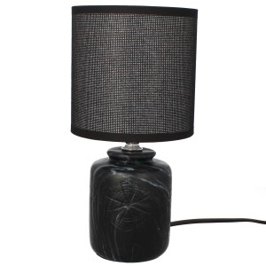 Lampa stołowa glamour ceramiczna z kloszem lampka nocna czarna