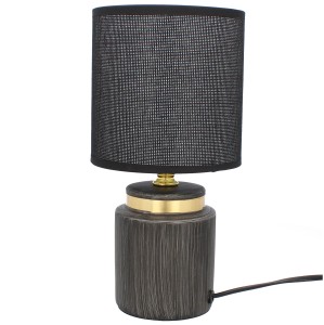 Lampa stołowa glamour ceramiczna z kloszem lampka nocna czarna