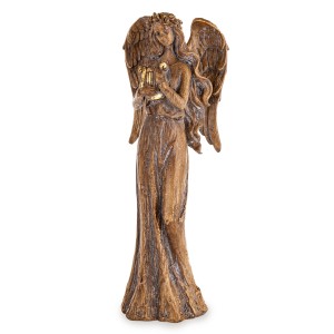 Anioł Figura Aniołek brązowy elegancki tworzywo Figurka Dekoracja z lirą