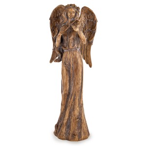 Anioł Figura Aniołek brązowy elegancki tworzywo Figurka Dekoracja skrzypce