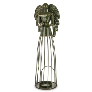 Świecznik Anioł figurka tealight metalowy loft aniołek industrial zielony