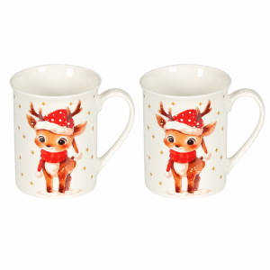 Kubki 2szt porcelanowe 350ml kubek świąteczna jelonek jelonki święta kpl