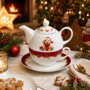 Tea for One KPL filiżanka spodek z dzbankiem świąteczny porcelana 400/250ml