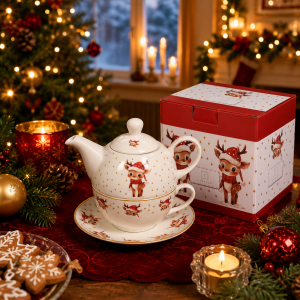 Tea for One KPL filiżanka spodek z dzbankiem świąteczny porcelana 400/250ml