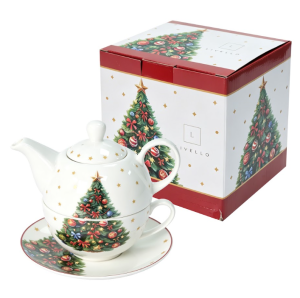 Tea for One KPL filiżanka spodek z dzbankiem świąteczny porcelana 400/250ml