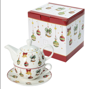 Tea for One KPL filiżanka spodek z dzbankiem świąteczny porcelana 400/250ml