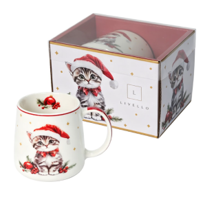 Kubek porcelanowy świąteczny kubeczek duży bajkowy 500ml święta kotek