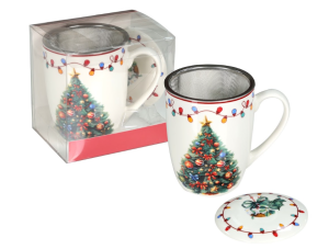 Kubek porcelanowy świąteczny kubeczek z zaparzaczem bajkowy 350ml święta