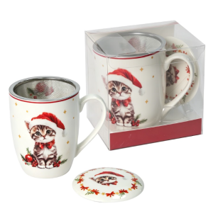 Kubek porcelanowy świąteczny kubeczek z zaparzaczem bajkowy 350ml święta