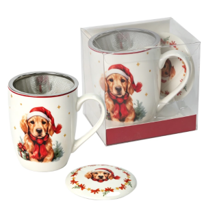 Kubek porcelanowy świąteczny kubeczek z zaparzaczem bajkowy 350ml święta