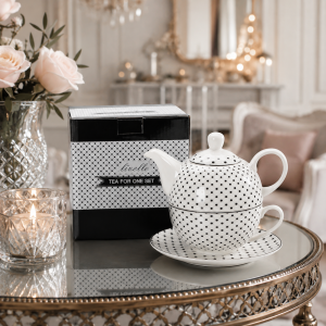 Tea for One KPL filiżanka spodek z dzbankiem w kropki porcelana 400/250ml