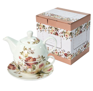 Tea for One KPL filiżanka spodek z dzbankiem w kropki porcelana 400/250ml