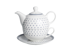 Tea for One KPL filiżanka spodek z dzbankiem w kropki porcelana 400/250ml