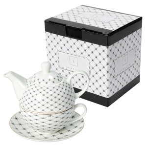Tea for One KPL filiżanka spodek z dzbankiem pikowany porcelana 400/250ml