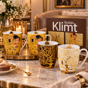 Zestaw 4 kubków porcelanowych Gustava Klimta 360 ml eleganckie kubki kubek