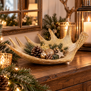 FIGURKA OZDOBA ŚWIĄTECZNA POROŻE DEKORACJA ZŁOTA OZDOBA CHRISTMAS