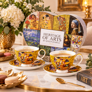 Kpl 2 filiżanek ze spodkami Heritage of Arts 250ml porcelana filiżanki 2+2