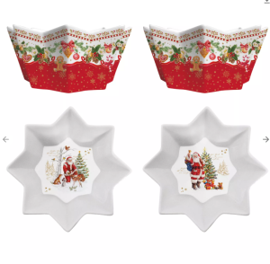 Zestaw 2 miseczek świątecznych 14 cm gwiazda Mikołaj Boże Narodzenie