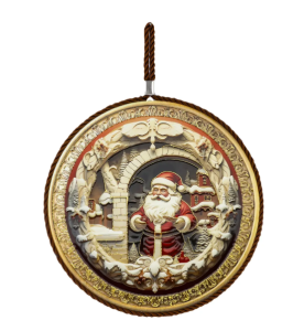 Podstawka Świąteczna Christmas 20 cm Mikołaj Złota Dekoracja Bożonarodzeniowa