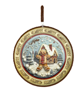Podstawka Świąteczna Christmas 20 cm Piernikowy Ludzik Złota Dekoracja