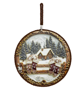 Podstawka Świąteczna Christmas 18 cm Zimowy Domek Skarpety Dekoracja