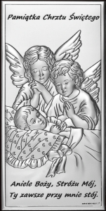 Srebrny Obraz Anioł Stróż Pamiątka Chrztu Świętego 815-0470