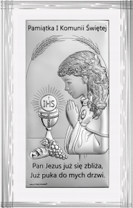 Srebrny Obraz Pamiątka Pierwszej Komunii Święte 815-0481