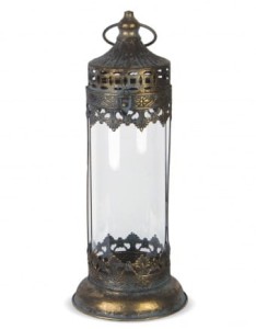 Szklany lampion retro, złoty 128788